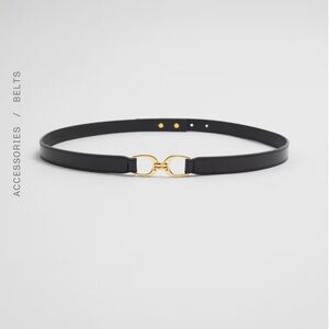 & Other Stories Mid-Waist Leather Belt with Gold Accent